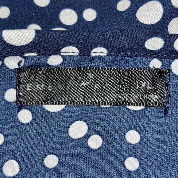 Emery Rose Navy Polka Dot Short Sleeve Top Women’s 1XL Minimalist Classic - Picture 5 of 10